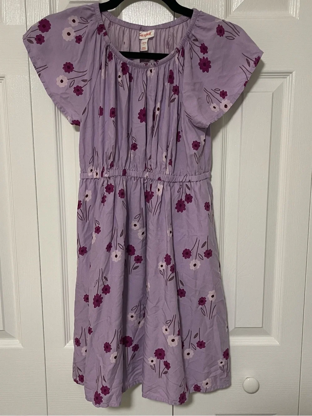 Cat & Jack Lavender Floral Flutter-Sleeve Dress
